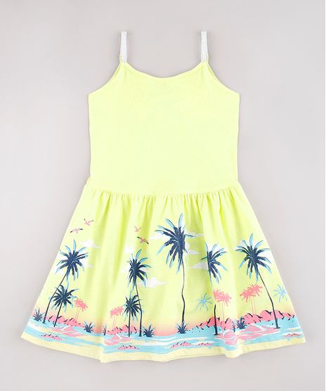 Vestido-Infantil-Estampado-Tropical-com-Lurex-Alcas-Finas-Amarelo-9745061-Amarelo_1