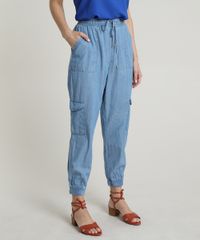 Calca-Jeans-Feminina-Jogger-Cargo-Cintura-Alta-com-Amarracao-Azul-Claro-9722126-Azul_Claro_1