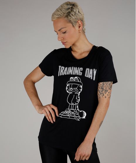 Blusa-Feminina-Esportiva-Ace-Garfield-Manga-Curta-Decote-Redondo-Preta-9787348-Preto_1