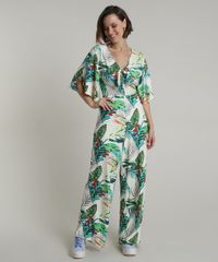 Macacao-Feminino-Estampado-de-Folhagem-com-No-Manga-Curta-Bege-Claro-9715376-Bege_Claro_1