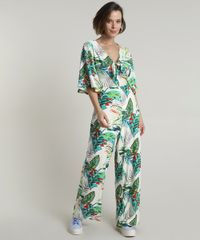 Macacao-Feminino-Estampado-de-Folhagem-com-No-Manga-Curta-Bege-Claro-9715376-Bege_Claro_3