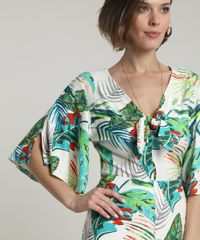 Macacao-Feminino-Estampado-de-Folhagem-com-No-Manga-Curta-Bege-Claro-9715376-Bege_Claro_4