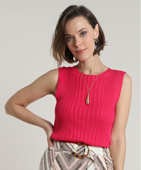 Regata-Feminina-Canelada-em-Trico-Decote-Redondo-Pink-9697828-Pink_1