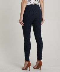 Calca-Legging-Feminina-Cintura-Alta-Estampada-Risca-de-Giz-em-Jacquard-com-Bolsos-Azul-Marinho-9642531-Azul_Marinho_2