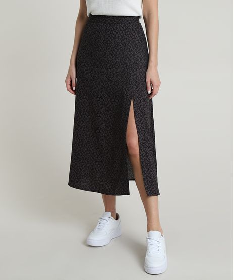 Saia-Feminina-Midi-Estampada-Animal-Print-Onca-com-Fenda-Preta-9669227-Preto_1
