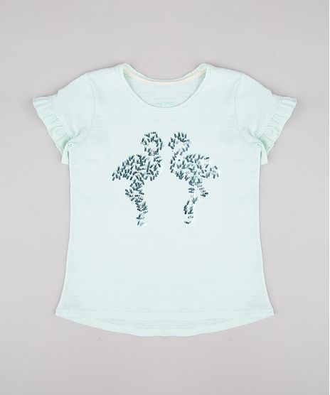 Blusa-Infantil-Flamingos-com-Paetes-Manga-Curta-Verde-Claro-9748622-Verde_Claro_1