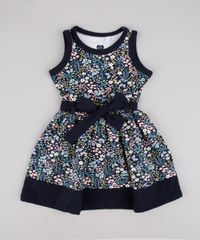 Vestido-Infantil-Estampado-Floral-com-Laco-Sem-Manga-Azul-Marinho-9804486-Azul_Marinho_1