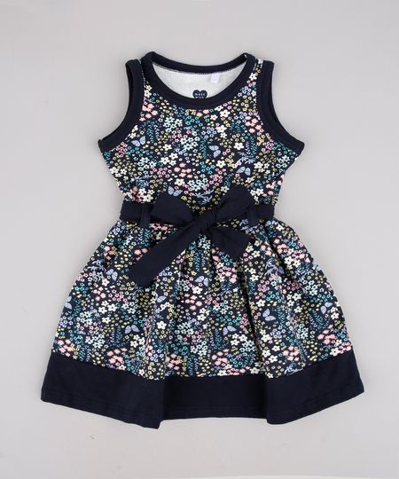 Vestido-Infantil-Estampado-Floral-com-Laco-Sem-Manga-Azul-Marinho-9804486-Azul_Marinho_1