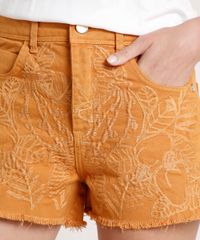 Short-de-Sarja-Feminino-Agua-de-Coco-com-Bordado-de-Frutas-Caramelo-9809274-Caramelo_4