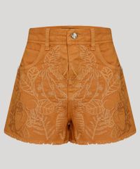 Short-de-Sarja-Feminino-Agua-de-Coco-com-Bordado-de-Frutas-Caramelo-9809274-Caramelo_5