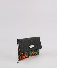 Necessaire-Feminina-Agua-de-Coco-Estampada-Bananeira-Animal-Print-Onca-com-Palha-Preta-9797218-Preto_3