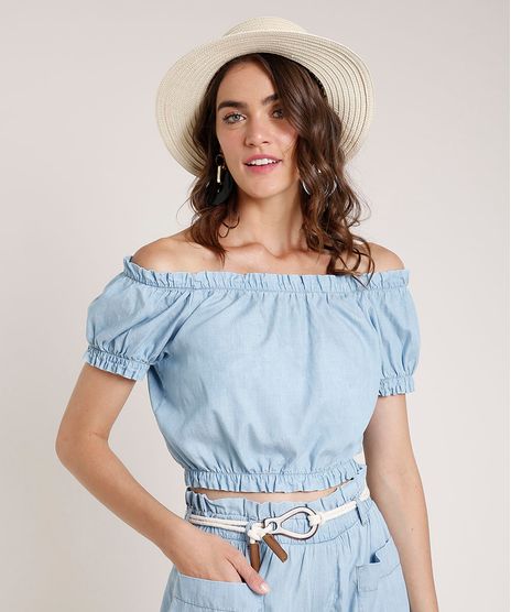 Blusa-Jeans-Feminina-Agua-de-Coco-Tal-Mae-Tal-Filha-Cropped-Ombro-a-Ombro-Manga-Curta-Azul-Claro-9809278-Azul_Claro_1