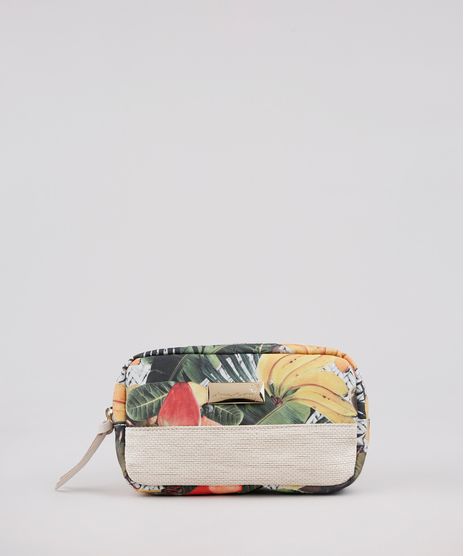 Necessaire-Feminina-Agua-de-Coco-Estampada-Cesto-de-Frutas-com-Palha-Verde-Escuro-9797217-Verde_Escuro_1