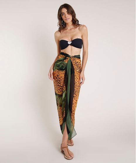 Canga-Feminina-Agua-de-Coco-Estampada-Bananeira-Animal-Print-Onca-Verde-Escuro-9694886-Verde_Escuro_1