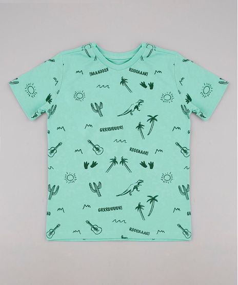 Camiseta-Infantil-Estampada-de-Cactos-e-Dinossauros-Manga-Curta-Verde-Claro-9736749-Verde_Claro_1