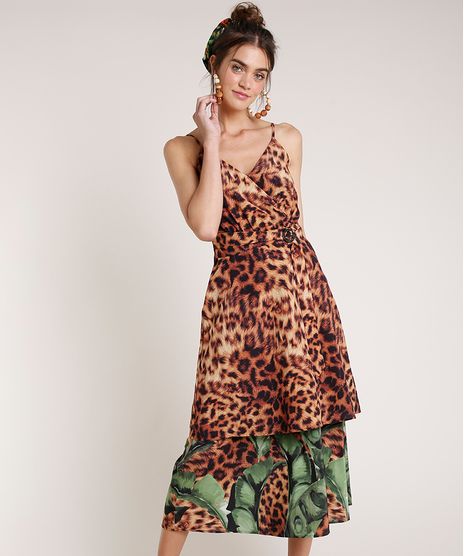 Vestido-Feminino-Agua-de-Coco-Tal-Mae-Tal-Filha-Midi-Bananeira-Animal-Print-Onca-Alcas-Finas-Caramelo-9678374-Caramelo_1