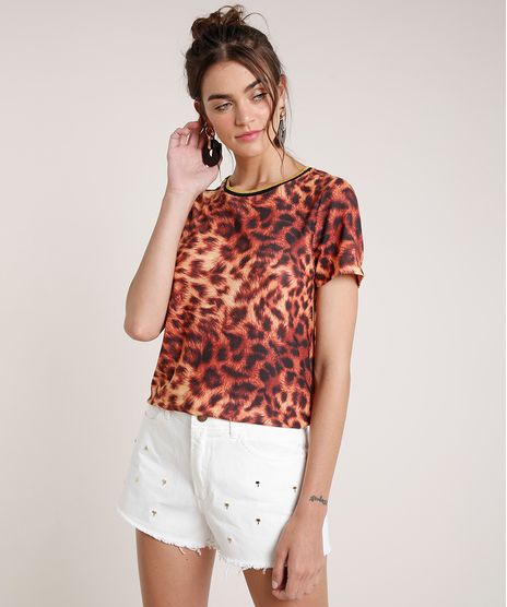 Blusa-Feminina-Agua-de-Coco-Tal-Mae-Tal-Filha-Estampada-Animal-Print-Onca-Manga-Curta-Decote-Redondo-Caramelo-9762776-Caramelo_1
