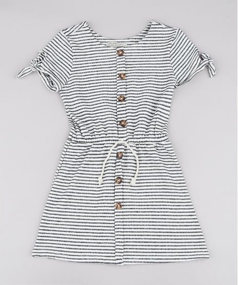 Vestido-Infantil-em-Moletom-Listrado-com-Laco-Manga-Curta-Off-White-9748635-Off_White_1