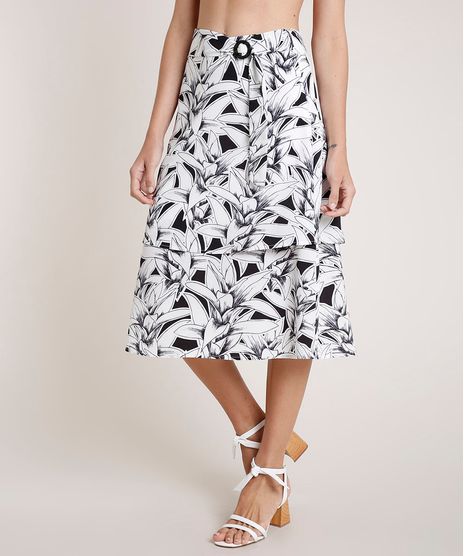 Saia-Feminina-Agua-de-Coco-Midi-Estampada-Bromelias-com-Cinto-Branca-9677885-Branco_1