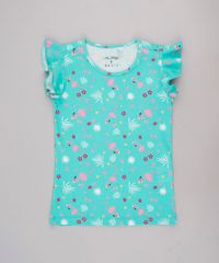 Blusa-Infantil-Basica-Estampada-de-Flamingos-Manga-Curta-Verde-9756286-Verde_1