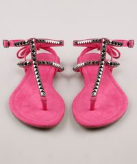 Rasteira-Feminina-Oneself-em-Suede-com-Tachas-e-Amarracao-Pink-9718707-Pink_4