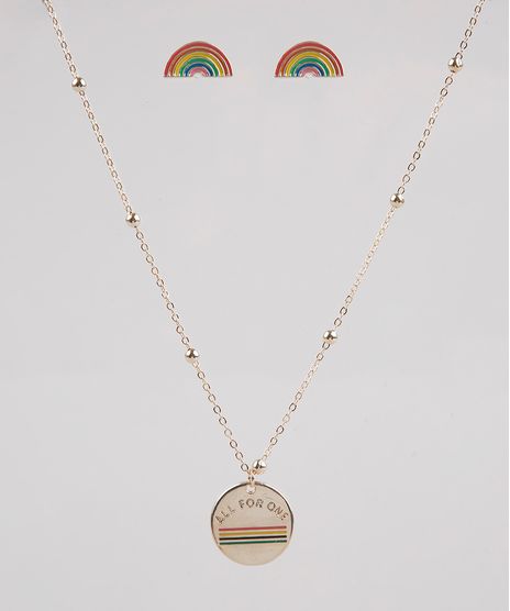 Kit-de-Brinco---Colar-Feminino-Folheados-Arco-Iris--Dourado-9657461-Dourado_1