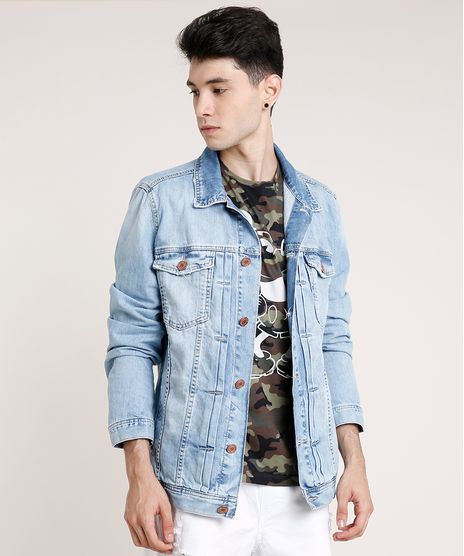 Jaqueta-Jeans-Masculina-Trucker-com-Bolsos-Azul-Claro-9532785-Azul_Claro_1