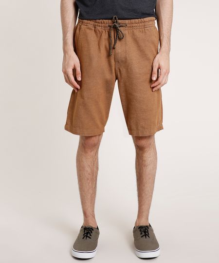 Bermuda-de-Sarja-Masculina-com-Cordao-Marrom-9767163-Marrom_1