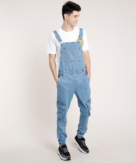 Macacao-Jeans-Masculino-Jogger-Skinny-Cargo-Azul-Claro-9757287-Azul_Claro_1 Macacao-Jeans-Masculino-Jogger-Skinny-Cargo-Azul-Claro-9757287-Azul_Claro_1