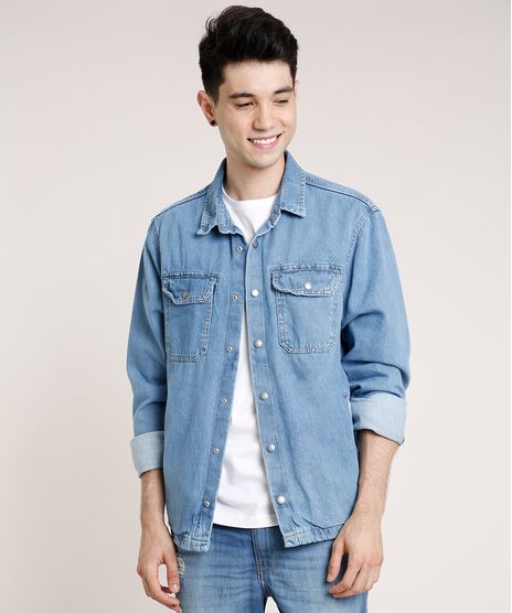 Camisa-Jeans-Masculina-Comfort-com-Bolsos-Manga-Longa-Azul-Medio-9773894-Azul_Medio_1