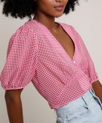 Blusa-Feminina-Mindset-Estampada-Xadrez-Vichy-Manga-Bufante-Decote-V-Rosa-9847433-Rosa_4