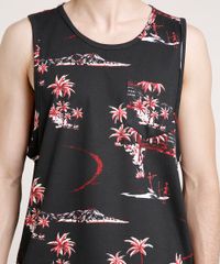 Regata-Masculina-Estampada-Tropical-Esqueleto-com-Bolso-Gola-Careca-Preta-9757276-Preto_4