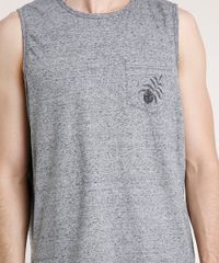 Regata-Masculina-com-Bolso-Estampado-de-Folhagem-Gola-Careca-Cinza-Mescla-9753424-Cinza_Mescla_4