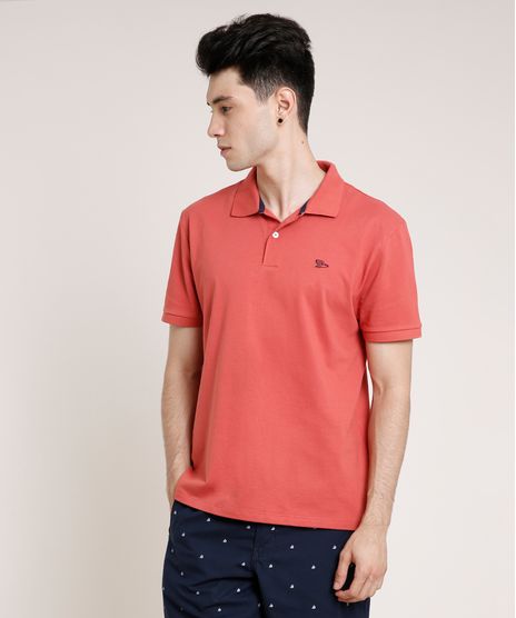 Polo-Masculina-Basica-Comfort-em-Piquet-Manga-Curta-Coral-9725324-Coral_1