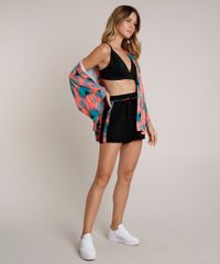 Short-Feminino-Running-com-Faixas-Laterais-Estampadas-de-Folhagem-Preto-9640603-Preto_3