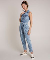 Macacao-Jeans-Feminino-com-Botoes-e-Faixa-para-Amarrar-Azul-Medio-9750180-Azul_Medio_1