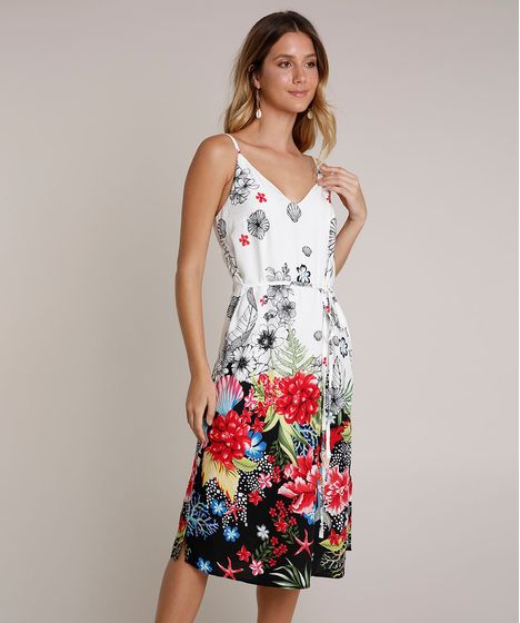 vestido floral tropical