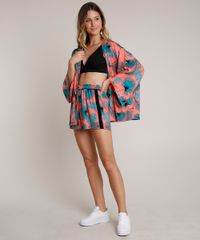 Short-Feminino-Running-Estampado-de-Folhagem-com-Faixas-Laterais--Coral-9640602-Coral_3