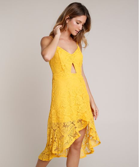 Vestido-Feminino-em-Renda-Midi-Mullet-com-Babado-Alcas-Finas-Amarelo-9622999-Amarelo_1