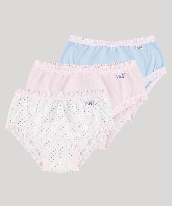 Kit de 3 Calcinhas Infantil DelRio com Babado Multicor G