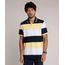 Polo-Masculina-Comfort-Fit-Listrada-em-Piquet-Manga-Curta-Amarela-9727302-Amarelo_1