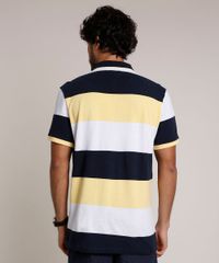 Polo-Masculina-Comfort-Fit-Listrada-em-Piquet-Manga-Curta-Amarela-9727302-Amarelo_2