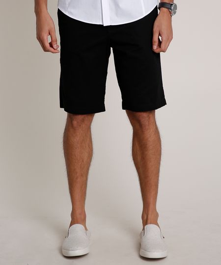 Bermuda-de-Sarja-Masculina-Reta-Alfaiatada-Preta-9778723-Preto_1