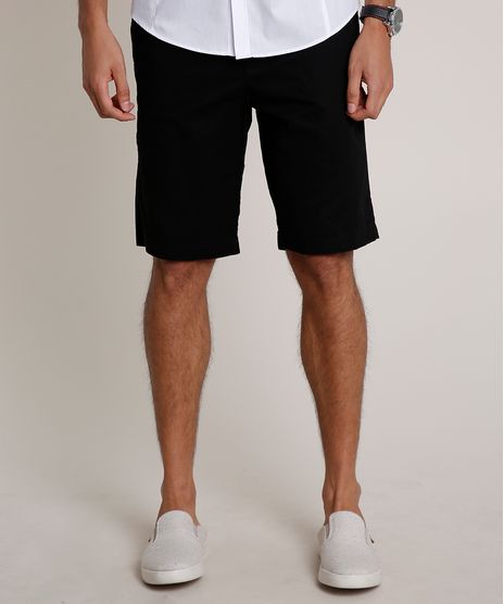 Bermuda-de-Sarja-Masculina-Reta-Alfaiatada-Preta-9778723-Preto_1