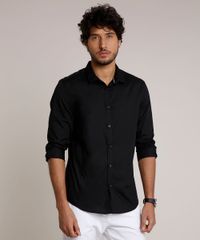 Camisa-Masculina-Slim-com-Vivo-Contrastante-Manga-Longa-Preta-9657163-Preto_1