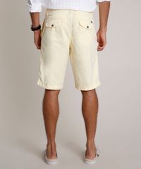 Bermuda-de-Sarja-Masculina-Reta-Alfaiatada-com-Cordao-Amarela-Claro-9765509-Amarelo_Claro_4