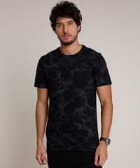Camiseta-Masculina-Slim-Fit-Estampada-Marmorizada-com-Bolso-Manga-Curta-Gola-Careca-Preta-9739545-Preto_1
