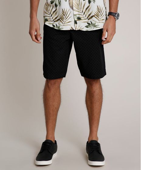 Bermuda-Masculina-Reta-Alfaiatada-Estampada-Mini-Print-Preta-9754101-Preto_1