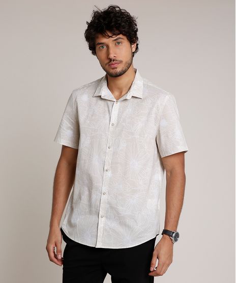 Camisa-Masculina-Relaxed-Estampada-Floral-Manga-Curta-Kaki-Claro-9657165-Kaki_Claro_1