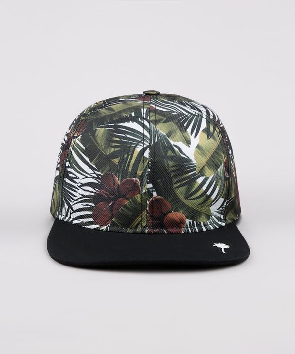 Boné Infantil Água de Coco Aba Reta Estampado Coqueiro Off White G